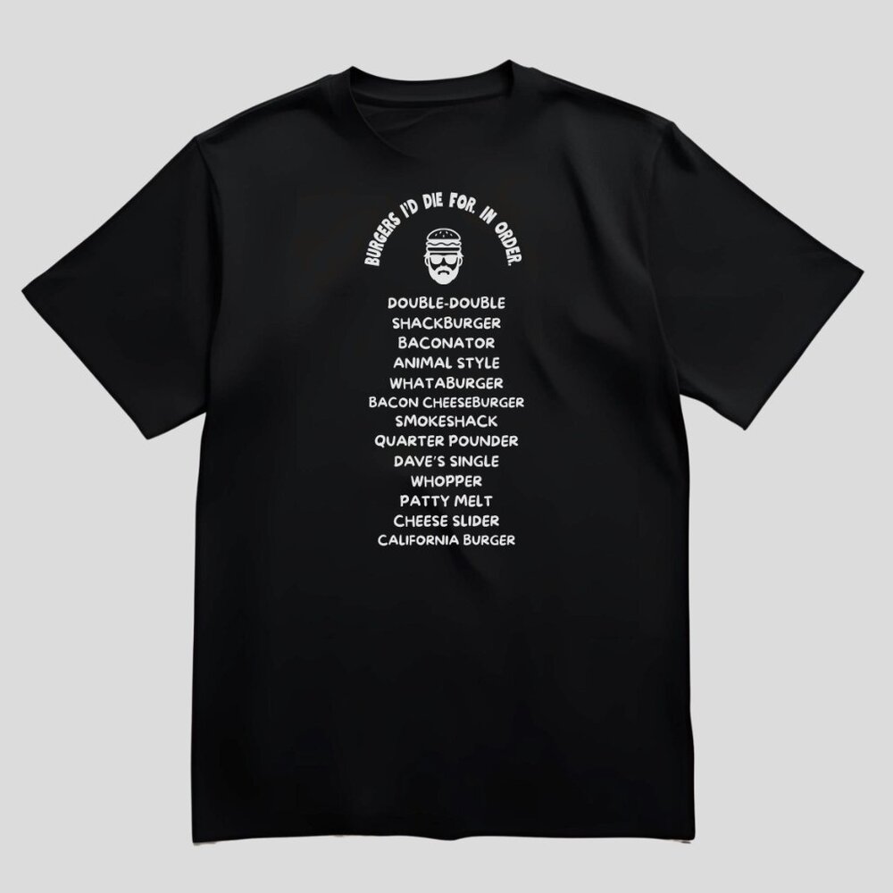 Burgernaut Burgers In Order - Minimalist Typography Cotton Graphic T-Shirt